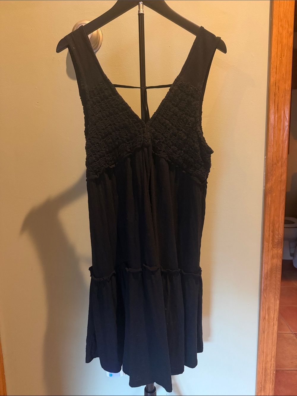 American Eagle Black Sleeveless Crochet Yoke Summer Sundress
